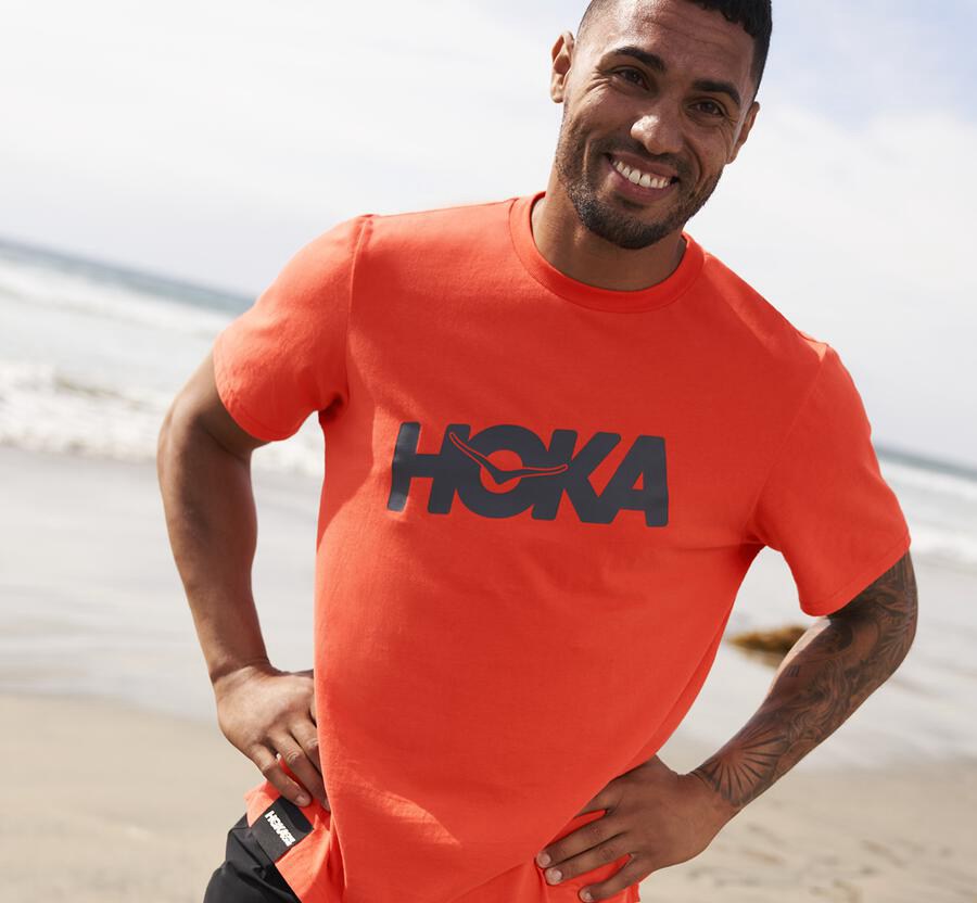 Hoka One One Tee Mens Red - Brand - 28910HEPZ